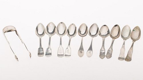 4777727: 10 Mostly Coin Silver Spoons and a Pair of Tongs KL7CQ