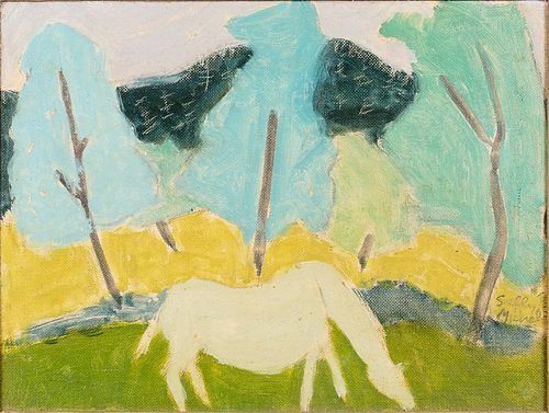4643716: Sally Michel Avery (New York, 1902-2003), Horse
 and Three Trees, Oil on Canvas KL6CL