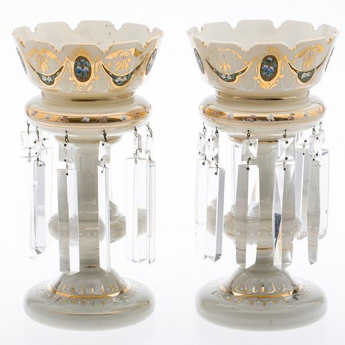 4643737: Pair of English Opaque Glass Painted and Gilt Girandoles,
 19th Century KL6CF