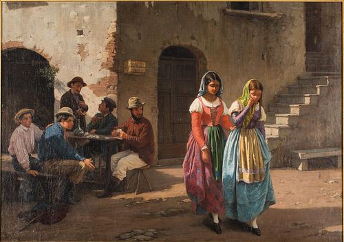 4643785: Martelli, Italian School, Village Scene, Oil on
 Canvas, Probably 19th Century KL6CL