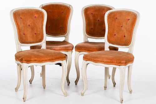 4643810: Four Victorian White Painted Side Chairs, 19th Century KL6CJ