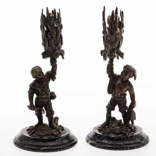 4643820: Pair of French Bronze Candlesticks, 19th Century KL6CJ