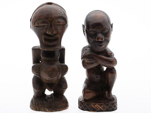4643834: 2 Carved Wood African Figures KL6CA
