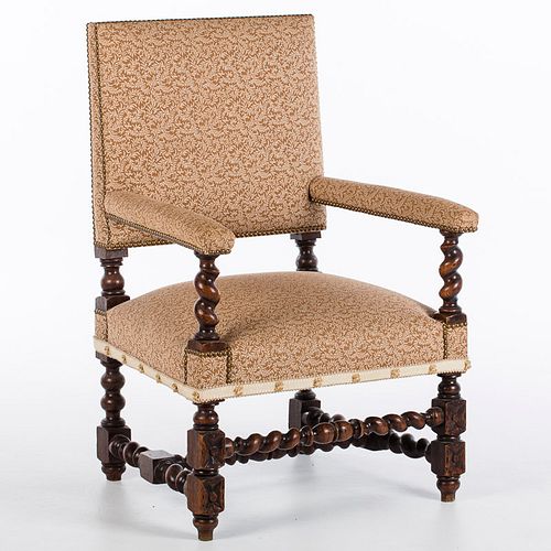 4660541: William and Mary Style Oak Open Armchair, Late 19th Century KL6CJ