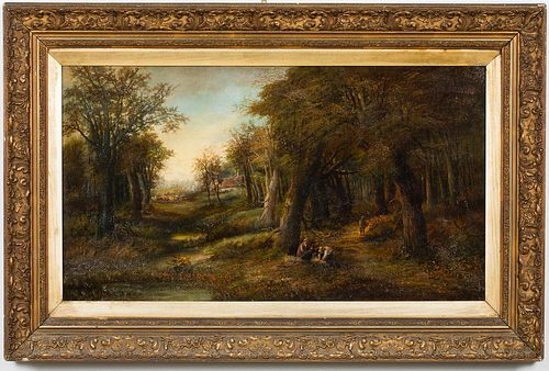4660545: Dorothy Griffiths (British, 19th Century), Figures
 in a Wooded Landscape, Oil on Canvas KL6CL