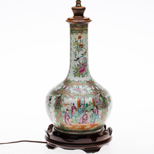 4660568: Chinese Famille Rose Bottle Vase Now Mounted as a Lamp KL6CC
