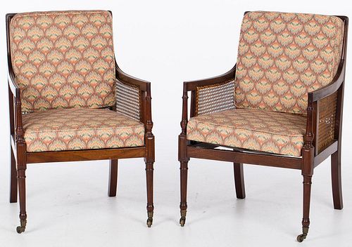 4642557: Pair of Regency Caned Library Armchairs , First Quarter 19th Century TF1SJ