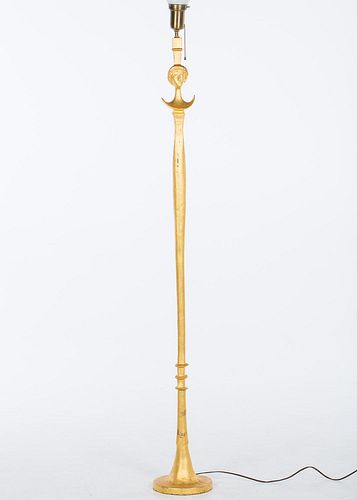 4642578: After Alberto Giacometti (Swiss, 1901-1966), Gilt
 Bronze Tete de Femme Figural Standing Lamp TF1SJ