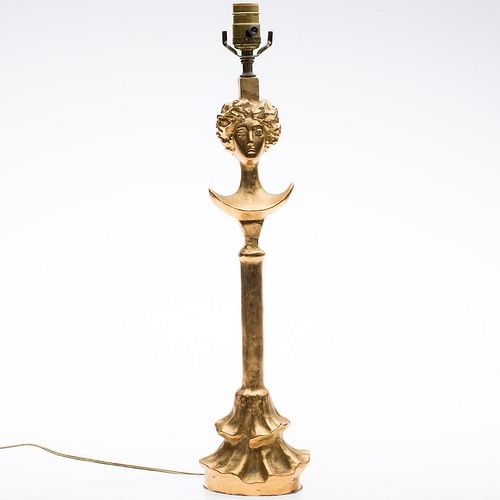 4642595: After Alberto Giacometti (Swiss, 1901-1966), Gilt
 Bronze Tete de Femme Figural Table Lamp TF1SJ