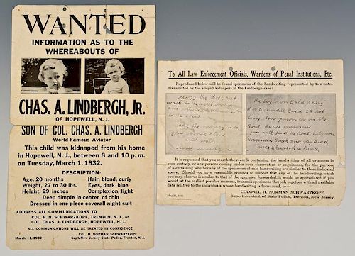 Lindbergh Baby Kidnappers Poster & Law Enforcement Notice