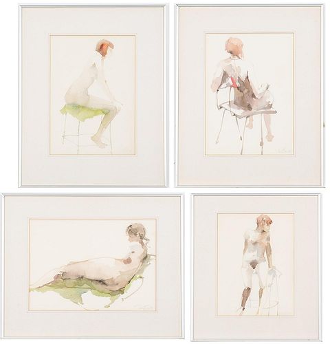 4642612: Shirley Felts (American, 20th Century), Four Figure
 Studies, Watercolor on Paper TF1SL