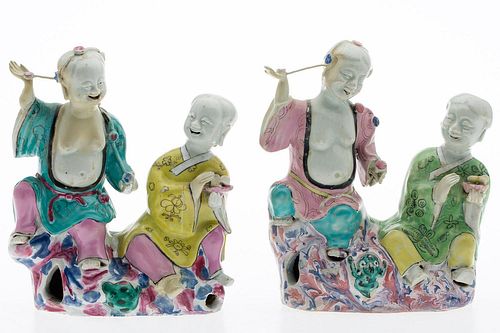 4642625: Two Similar Chinese Ceramic Figural Groups of "The
 Laughing Twins" He-He Erxian TF1SC