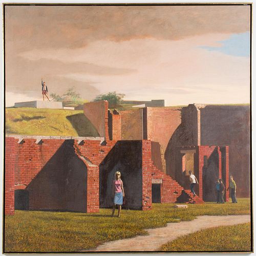 4642635: Joseph Dodge (American, 1917-1997), Sunday Afternoon
 at Fort Clinch, Oil on Canvas TF1SL