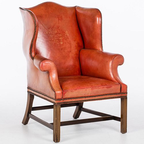 4642643: George III Style Leather Upholstered Wing Chair, 20th Century TF1SJ