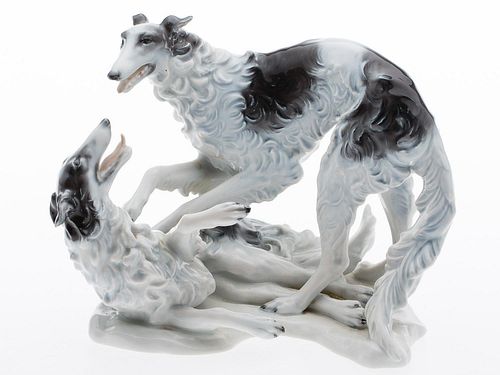 4642658: Rosenthal Wolfhound Porcelain Group, 20th Century TF1SF