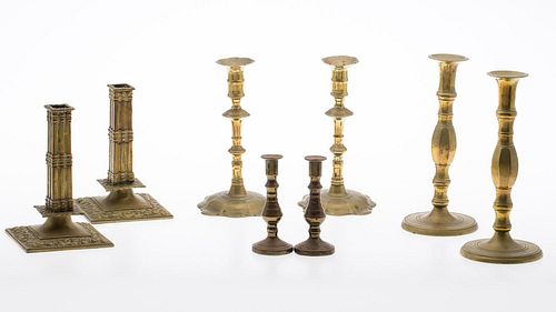 4642701: Group of 8 English Brass Candlesticks, 18th Century and Later TF1SJ