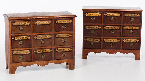 4642705: Pair of Pine Apothecary Chests, Partially Composed
 of 19th Century Elements TF1SJ
