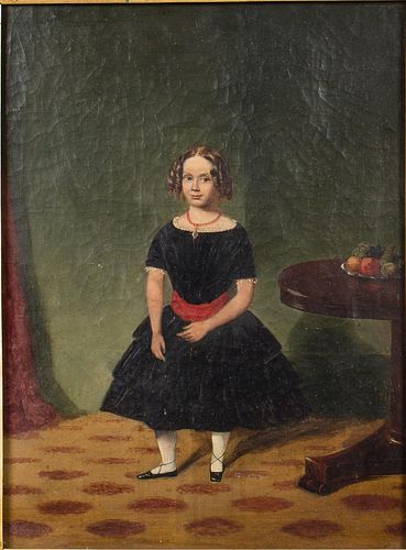 4642711: American School, Portrait of Girl in a Blue Dress, 19th Century TF1SL