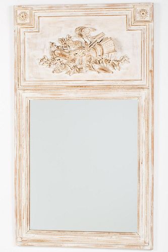 4642716: Louis XVI Style White Painted Trumeau Mirror, 20th Century TF1SJ