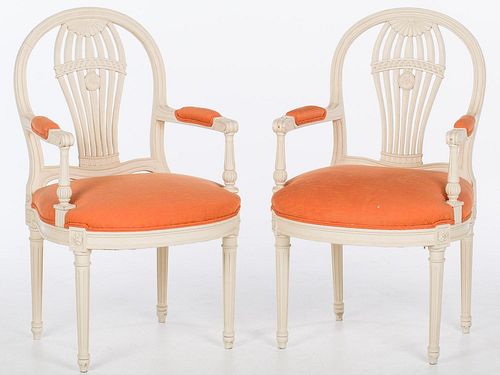 4642728: Pair of George III Style White Painted Open Armchairs, 20th Century TF1SJ