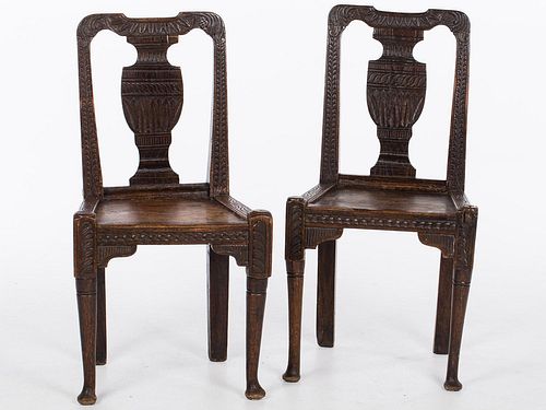 4642750: Pair of English Oak Side Chairs, Probably Late 17th Century TF1SJ