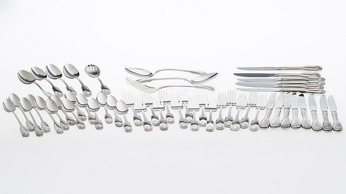 4642754: Reed and Barton Stainless Steel Flatware Service
 with Shell Decoration TF1SQ
