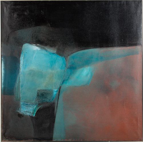 4642768: R. E. Singleton (West Virginia/ North Carolina,
 b.1937), Abstract in Blue, Oil on Canvas TF1SL