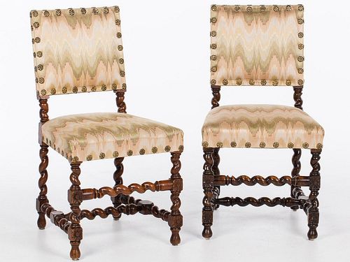 4642788: Pair of William and Mary Style Oak Side Chairs, 19th Century TF1SJ