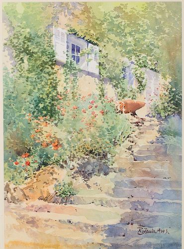 4642789: Renee Faure (American, 20th Century), Steps, Watercolor on Paper TF1SL