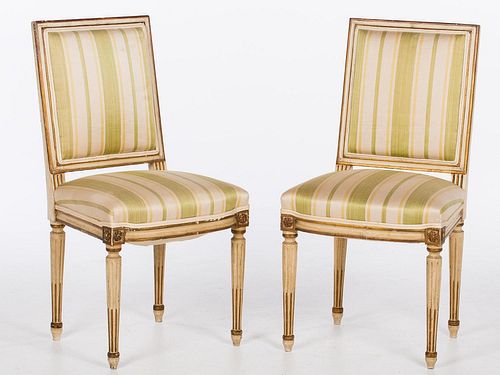 4642814: Pair of Louis XVI Style White Painted Side Chairs, 20th Century TF1SJ