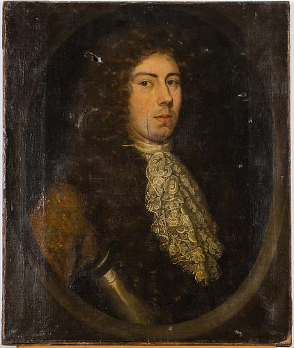4642831: Unsigned, Portrait of th Marquis de Portago with
 Lace Cravat, 18th Century, Oil on Canvas TF1SL