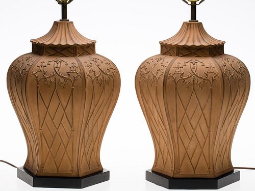 4642842: Pair of Terracotta Lamps, Modern TF1SJ