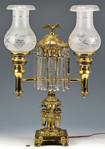 Double Argand Lamp with Pelican or Swan Base