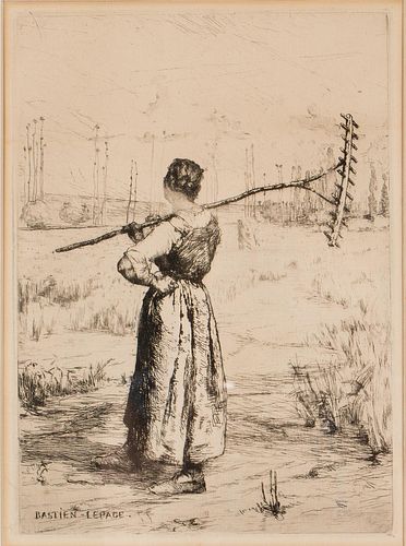 4660511: Jules Bastien-LePage (French, 1848-1884), Peasant
 Woman in the Field, Etching on Paper TF1SO