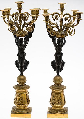 4542896: Pair of Louis XVI Style Bronze and Ormolu 5 Light
 Candelabras, 19th Century KL5CJ