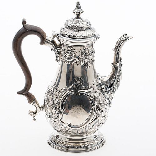 4542930: English Sterling Silver Repousse Coffee Pot, 18th/19th Century KL5CQ