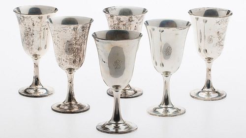 4542940: 6 Wallace Sterling Silver Goblets KL5CQ