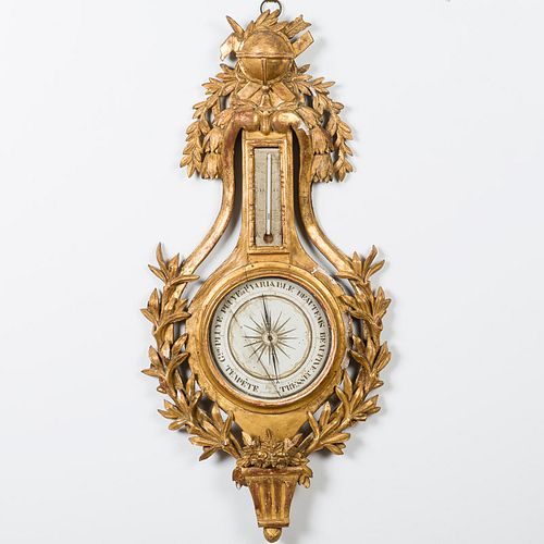4542941: Louis XVI Provincial Giltwood Barometer/Thermometer,
 Late 18th Century KL5CJ