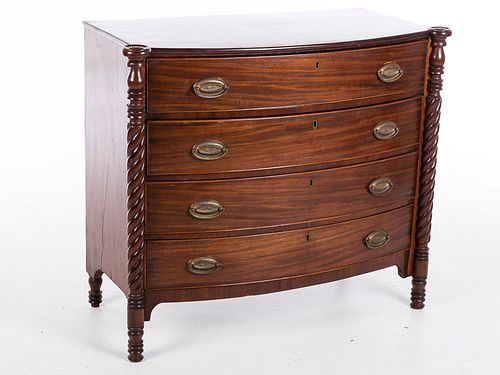 4542946: Federal Mahogany Bowfront Chest of Drawers, First
 Quarter 19th Century KL5CJ