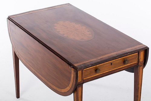 4542979: George III Satinwood Banded Mahogany Pembroke Table
 with Shell Inlay, c. 1800 KL5CJ