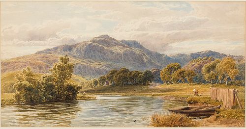 4542984: John Mogford (British, 1821-1885), Mountainous
 River Landscape, Watercolor on Paper KL5CL