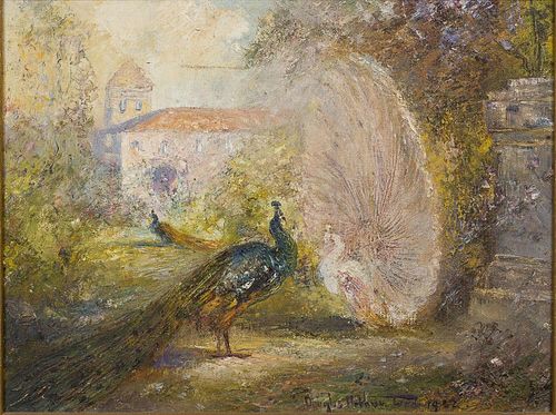 4543001: Douglas Arthur Teed, (Michigan, 1864-1929), Peacocks
 in a Landscape, Oil on Canvas KL5CL