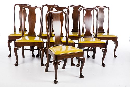 4543007: Set of 8 Kittinger Queen Anne Style Mahogany Dining
 Chairs, 20th Century KL5CJ