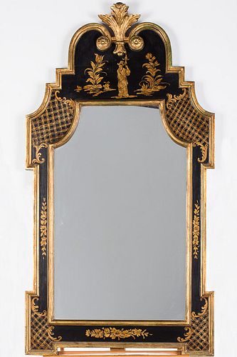 4543011: Queen Anne Style Black and Gilt Mirror, Modern KL5CJ