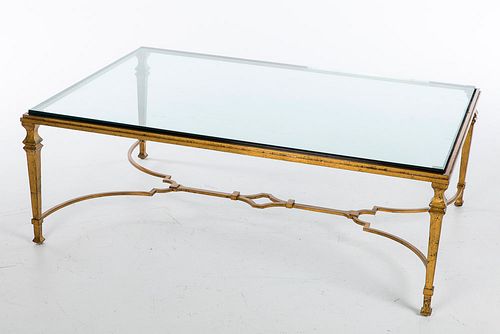 4543027: Gilt Metal Glass-Top Coffee Table KL5CJ