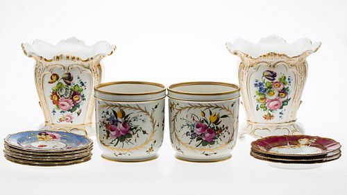 4543055: Group of 13 Floral Decorated Ceramic Articles, 19th Century and Later KL5CF