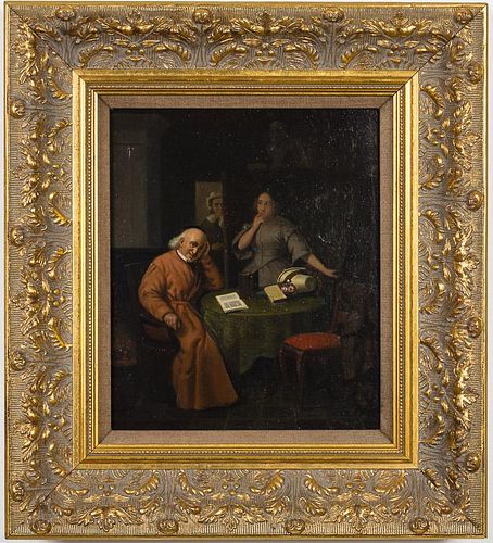 4543077: Dutch School, Interior Genre Scene, Oil on Panel, 19th Century KL5CL
