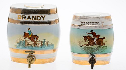 4543089: Two English Brandy and Whisky Oval Jars, Late 19th Century KL5CJ