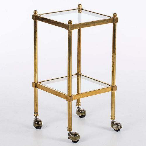 4543101: Small Brass and Glass Two-Tier Side Table, Modern KL5CJ