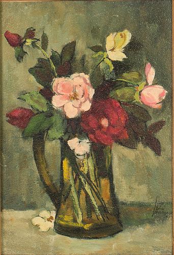 4543104: Eric Lundgren (Swedish/American, 1906-1971), Red
 and Pink Roses, Oil on Board, 1957 KL5CL